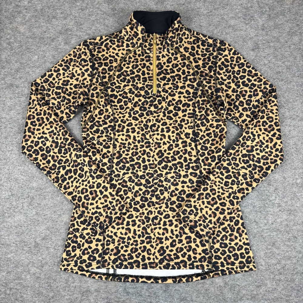 Dover Saddlery 1/4 Zip Top Animal Leopard Print Polyester Womens XS *